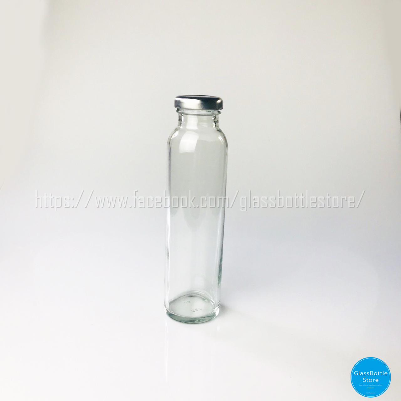 ขวดแก้ว น้ำผลไม้ทรงสูง 300ml ฝาเกลียวล็อคสีเงิน