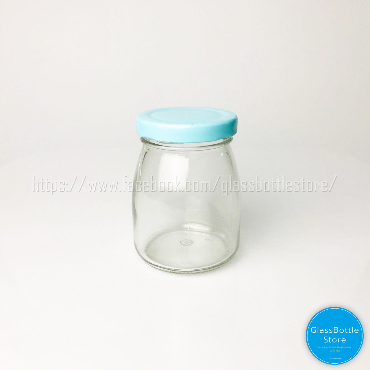 ขวดแก้วพุดดิ้ง 200ml ฝาเกลียวล็อคสีฟ้า