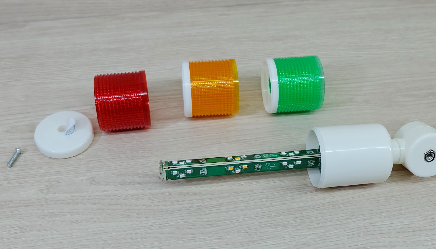 LED 12-24V DC (BEM-X-50-3U-D) Stack Alarm LED Indicator Lamp (Red, Yellow, Green, มีเสียง ไม่กระพริบ)