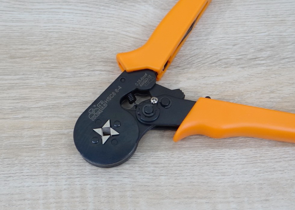 HSC8 6-4 คีมเข้าหัวสายไฟ 0.25-6 mm Tubular Terminal Crimper 23-10AWG