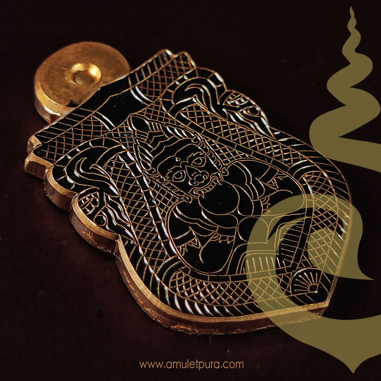 เหรียญพระราหู (ทองทิพย์ลงยาดำ) รุ่นสุริยันจันทรา ปี63 วัดศีรษะทอง จ.นครปฐม (มีโค้ด และหมายเลข 23878)