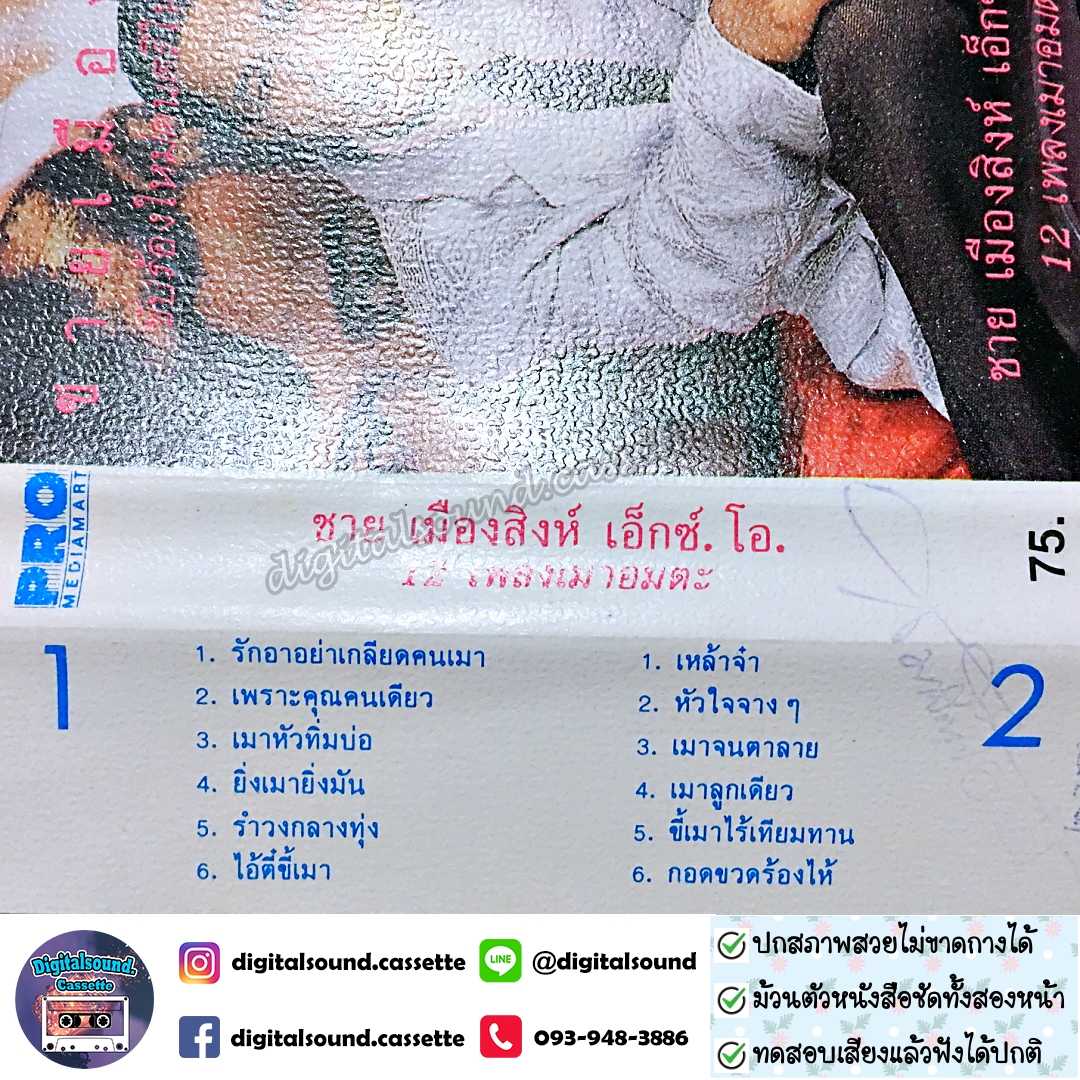 เทปคาสเซ็ท ชาย เมืองสิงห์ อัลบั้ม ชาย เมืองสิงห์ เอ็กซ์. โอ. 12 เพลงเมาอมตะ