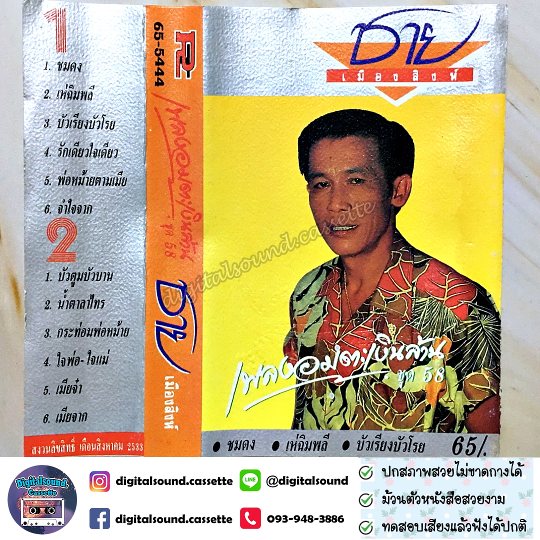 เทปคาสเซ็ท ชาย เมืองสิงห์ อัลบั้ม เพลงอมตะเงินล้าน ชุด 58