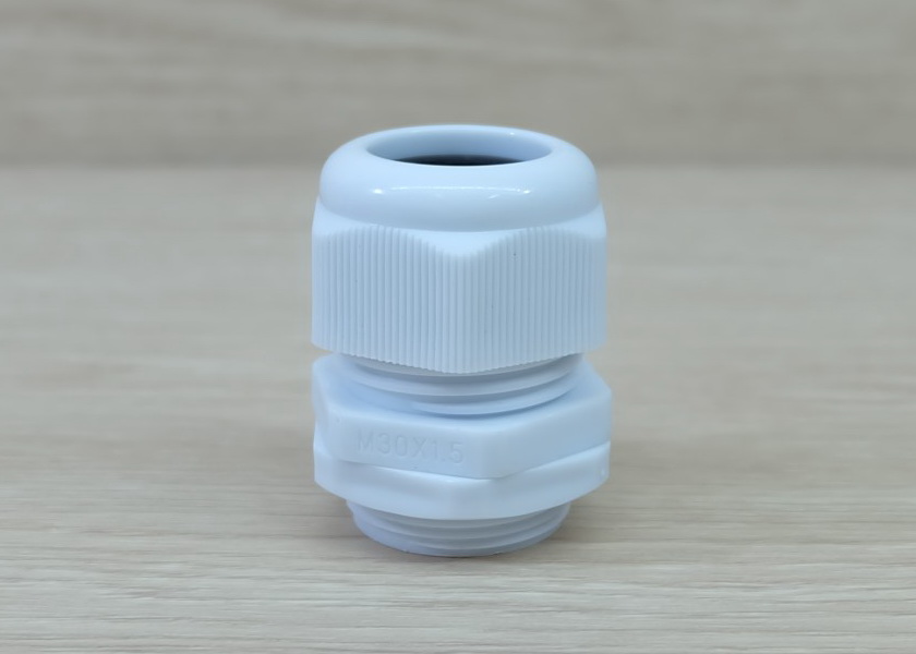 M30 (White) Water-proof Nylon Plastic Cable Gland Connector (แพ็ค 10 ตัว)