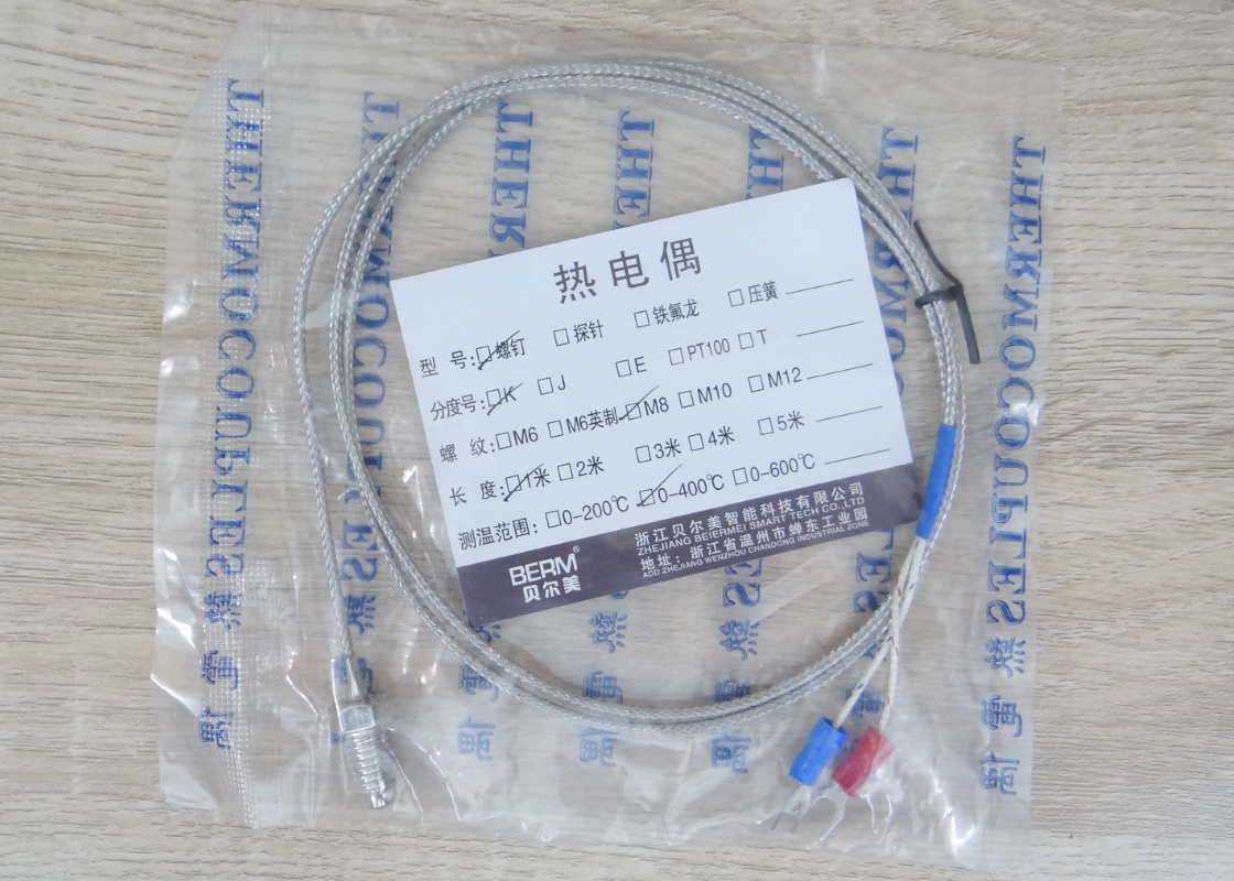 1M Cable หัวเกลียว 8mm K Type Thermocouple 0-400C Sensor Probe