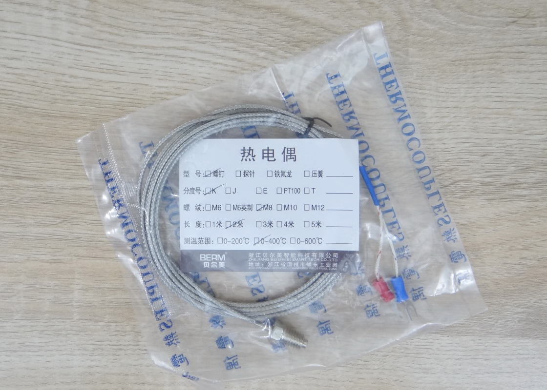 2M Cable หัวเกลียว 8mm K Type Thermocouple 0-400C Sensor Probe