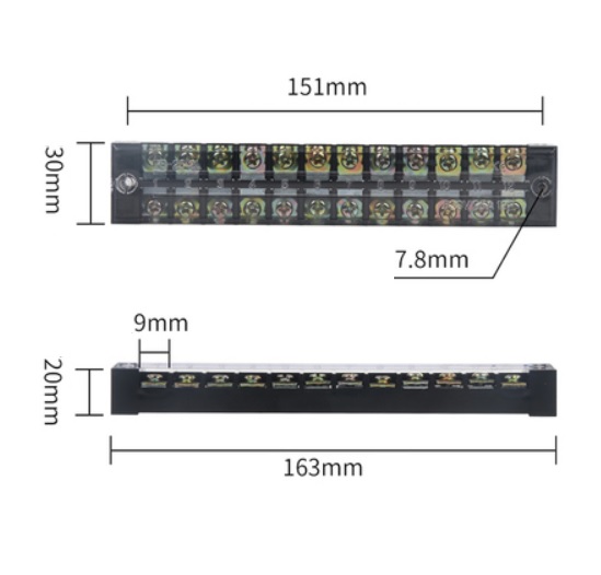 Terminal Blocks TB-2512 (600V 25A 12P) Patch Panel Wiring Row Junction Box
