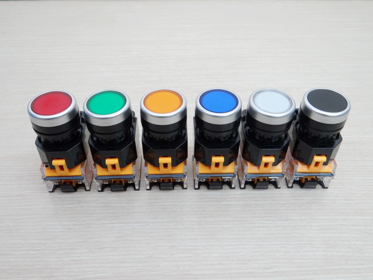 LA38 22mm Flat Head Pushbutton Switch 1NO/1NC Reset (Blue - กดติด-ปล่อยดับ) LA38-11BN