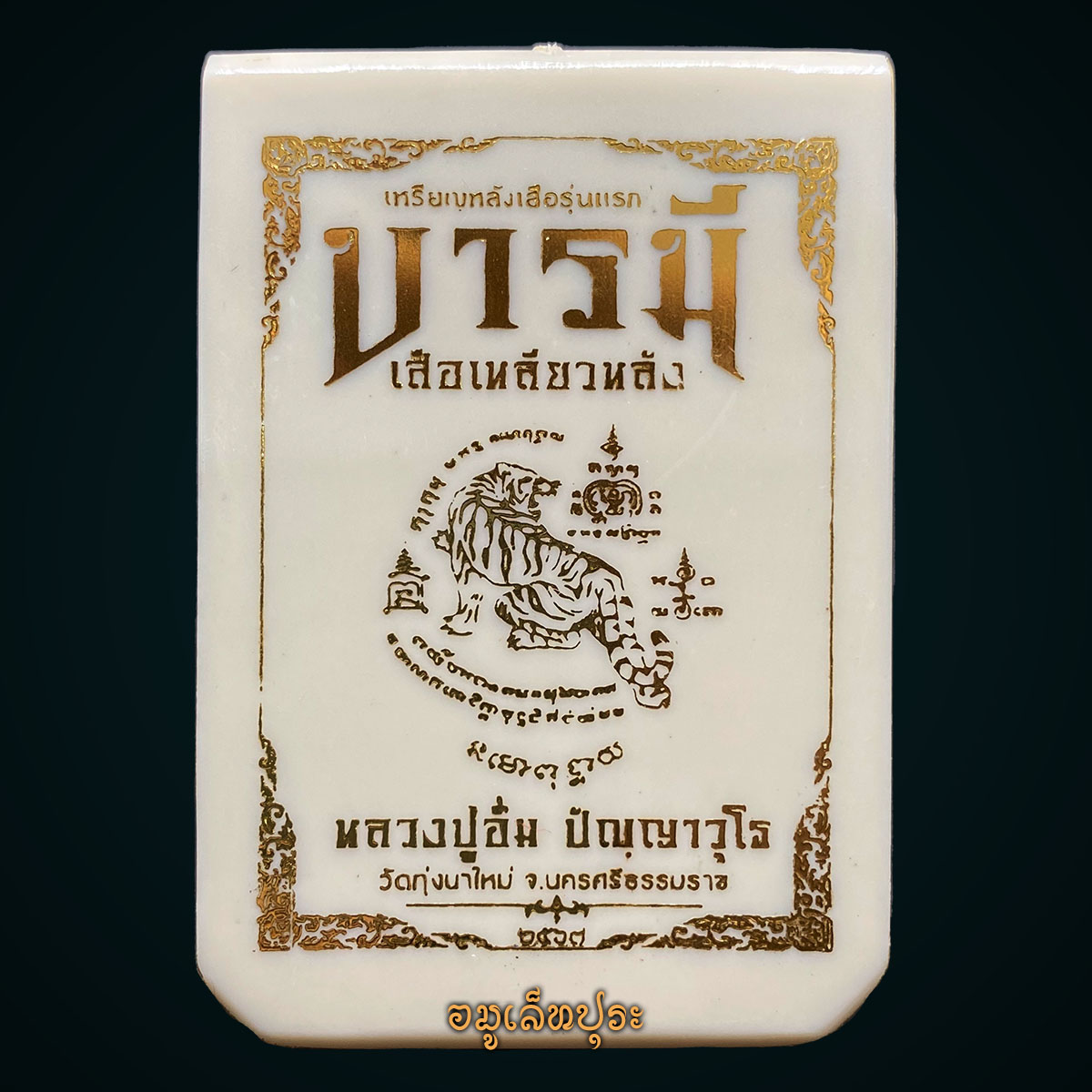 1 ใน 89 เหรียญ เหรียญหลังเสือรุ่นแรก รุ่นบารมีเสือเหลียวหลัง (เนื้อปลอกลูกปืนหน้ากากอัลปาก้า หลังติดจีวรหลวงปู่) ปี67 หลวงปู่อิ่ม วัดทุ่งนาใหม่ จ.นครศรีธรรมราช (ตอกโค้ด หมายเลข59)