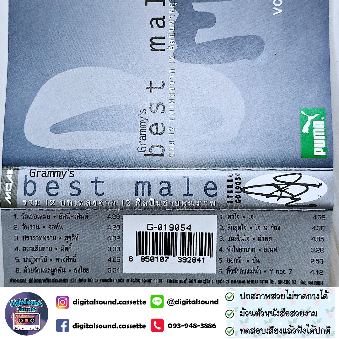 เทปคาสเซ็ท รวมศิลปิน GRAMMY อัลบั้ม BEST MALE VOL 2