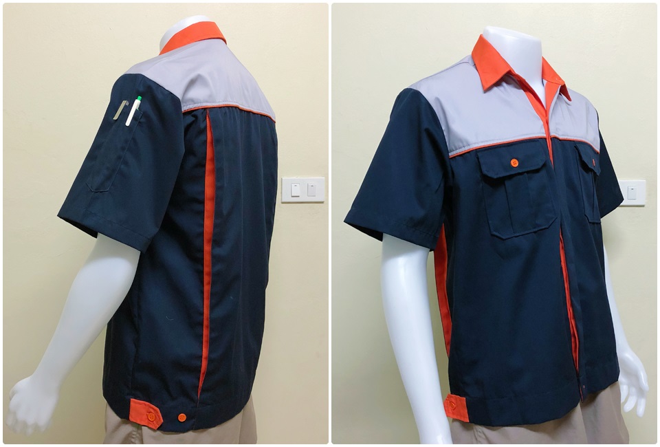 เสื้อช็อปแขนสั้นแบบกรมอกเทาอ่อนกุ้นส้ม (รหัส A21)