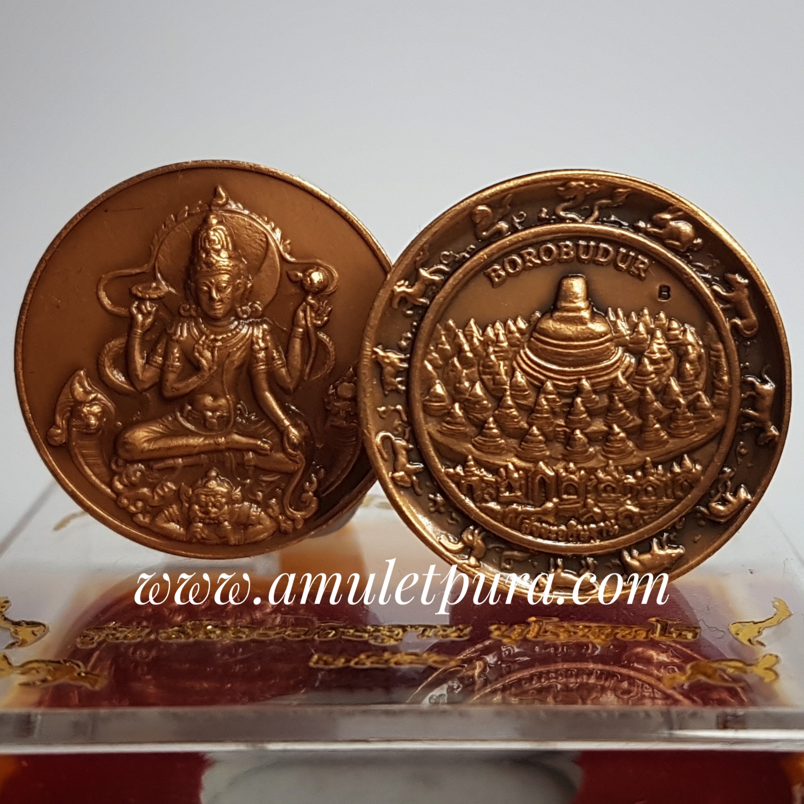 จตุคามรามเทพ รุ่นสัจจะอธิษฐาน บุโรพุทโธ (ทองแดงรมดำ 2.5 ซม. หลังมหาเจดีย์บุโรพุทโธ) ปี50 อ.ลักษณ์ เรขานิเทศ (มีโค้ด)