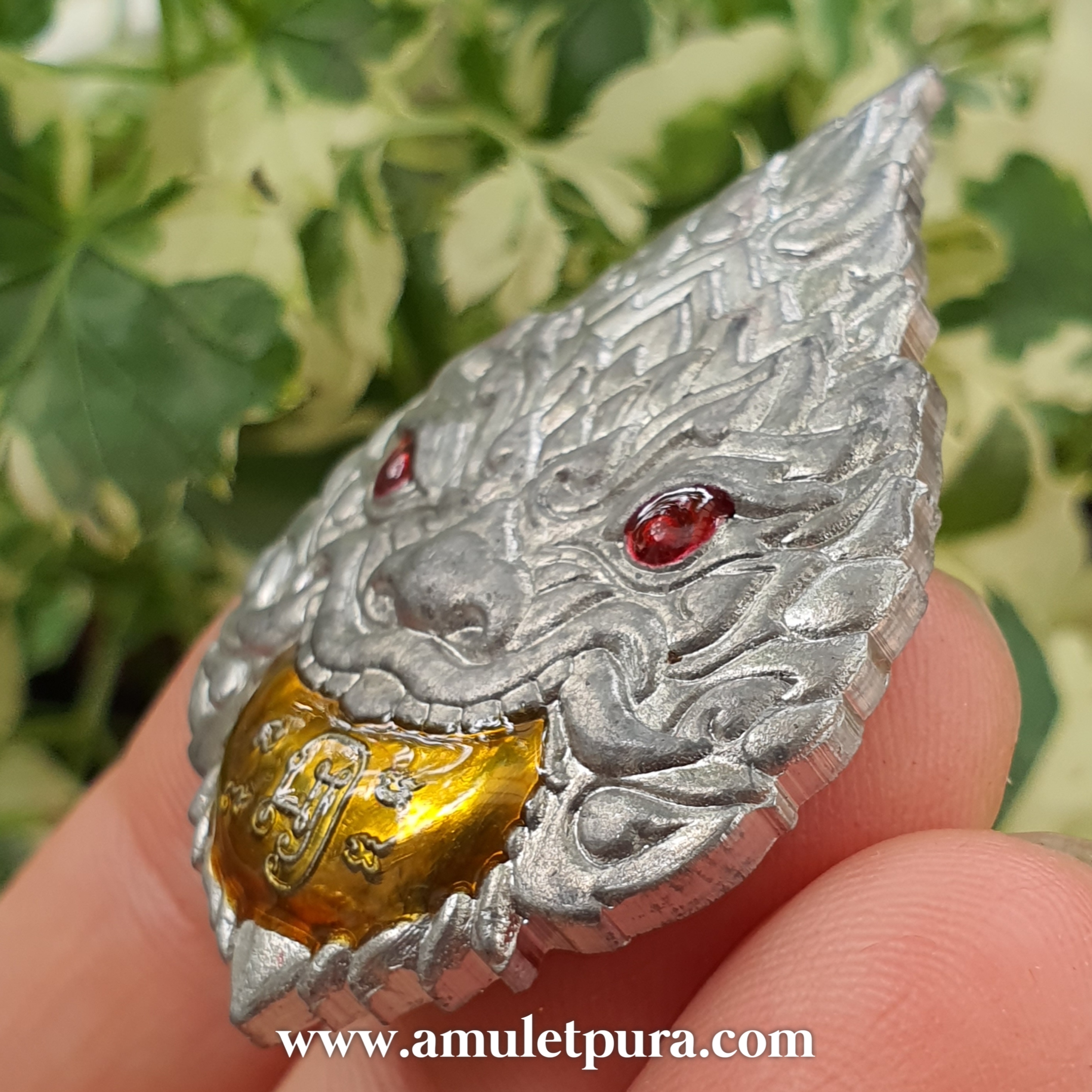 พระราหู รุ่นรวยทรัพย์(เนื้อตะกั่วอวน ลงยาพระจันทร์)ปี60 หลวงพ่อรักษ์ วัดสุทธาวาสวิปัสนา จ.พระนครศรีอยุธยา(มีโค้ด หมายเลข3/แจกศูนย์จอง จัดสร้าง 300 เหรียญ)