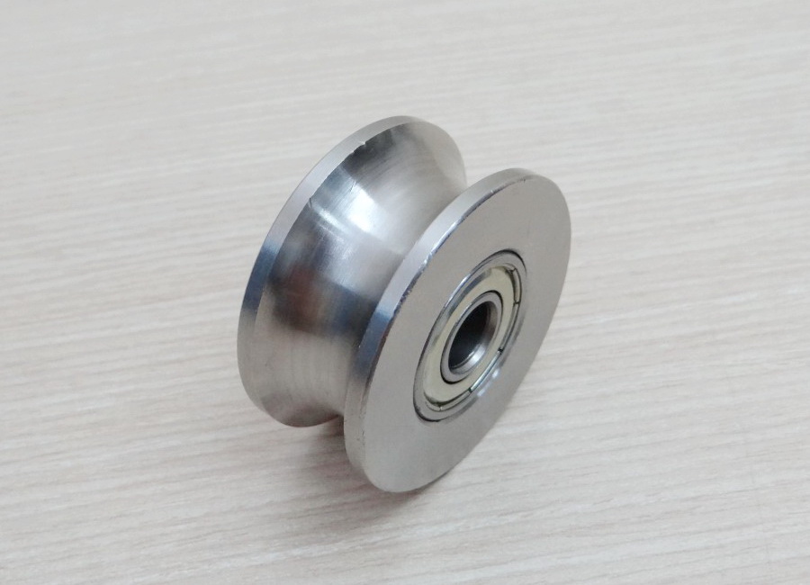 304 stainless steel 16mm U groove type ball bearing roller wheel Bore 10mm