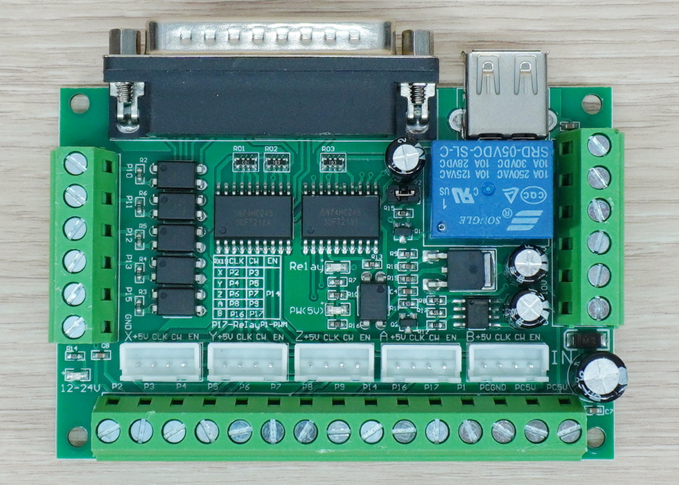 5 Axis CNC Breakout Board Interface for MACH3 + USB cable 1.35M