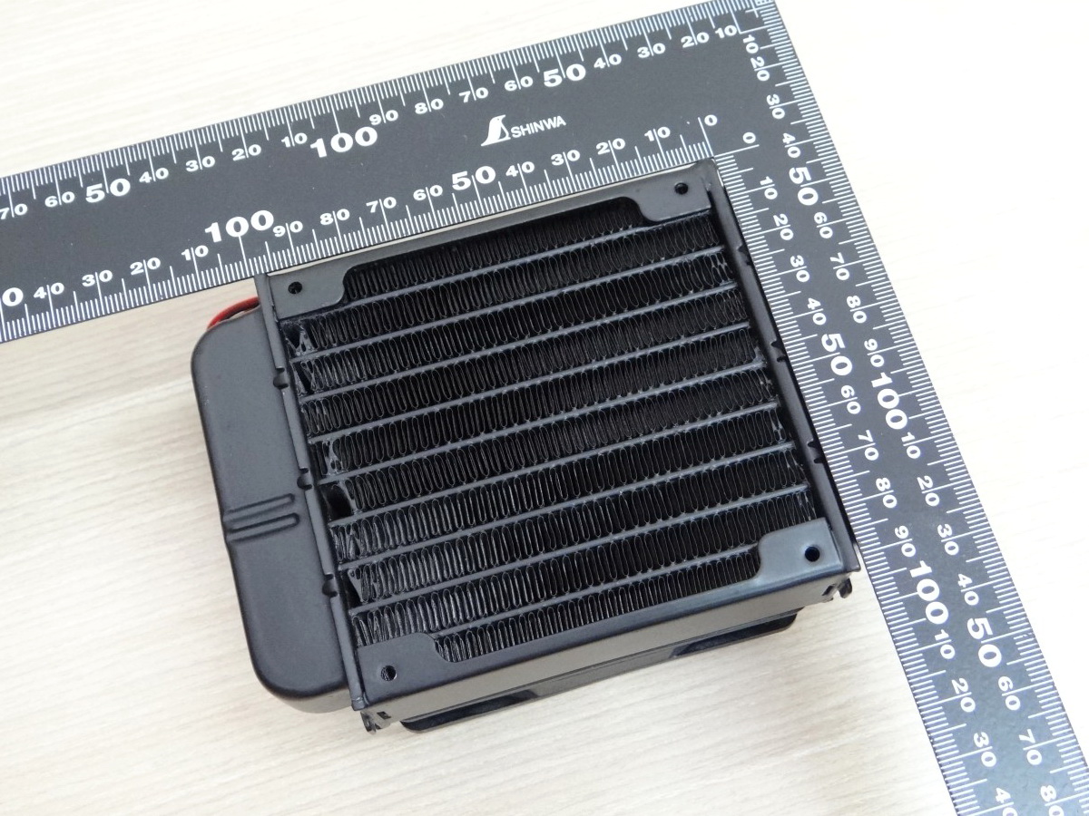 90mm Aluminum Radiator Water Cooling 10 Tube Heat Exchanger (หัวจุก 10mm) + 1 Fan 12V DC