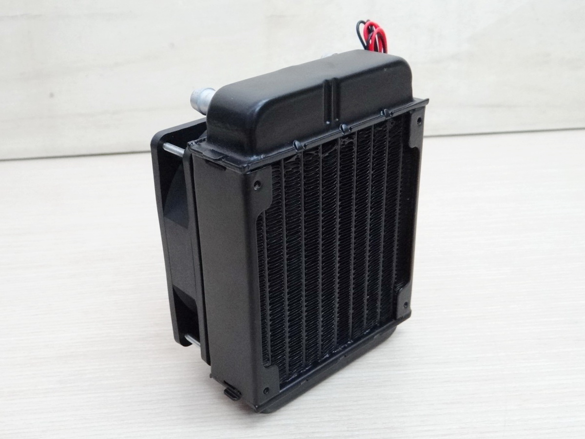 90mm Aluminum Radiator Water Cooling 10 Tube Heat Exchanger (หัวจุก 10mm) + 1 Fan 12V DC