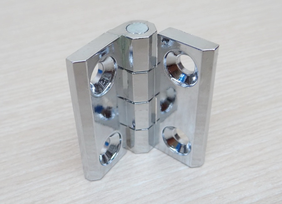 บานพับ Hinge 50x50 mm Zinc alloy ระยะรู 30x30 mm, รูยึด 6.5 mm (สีเงิน)
