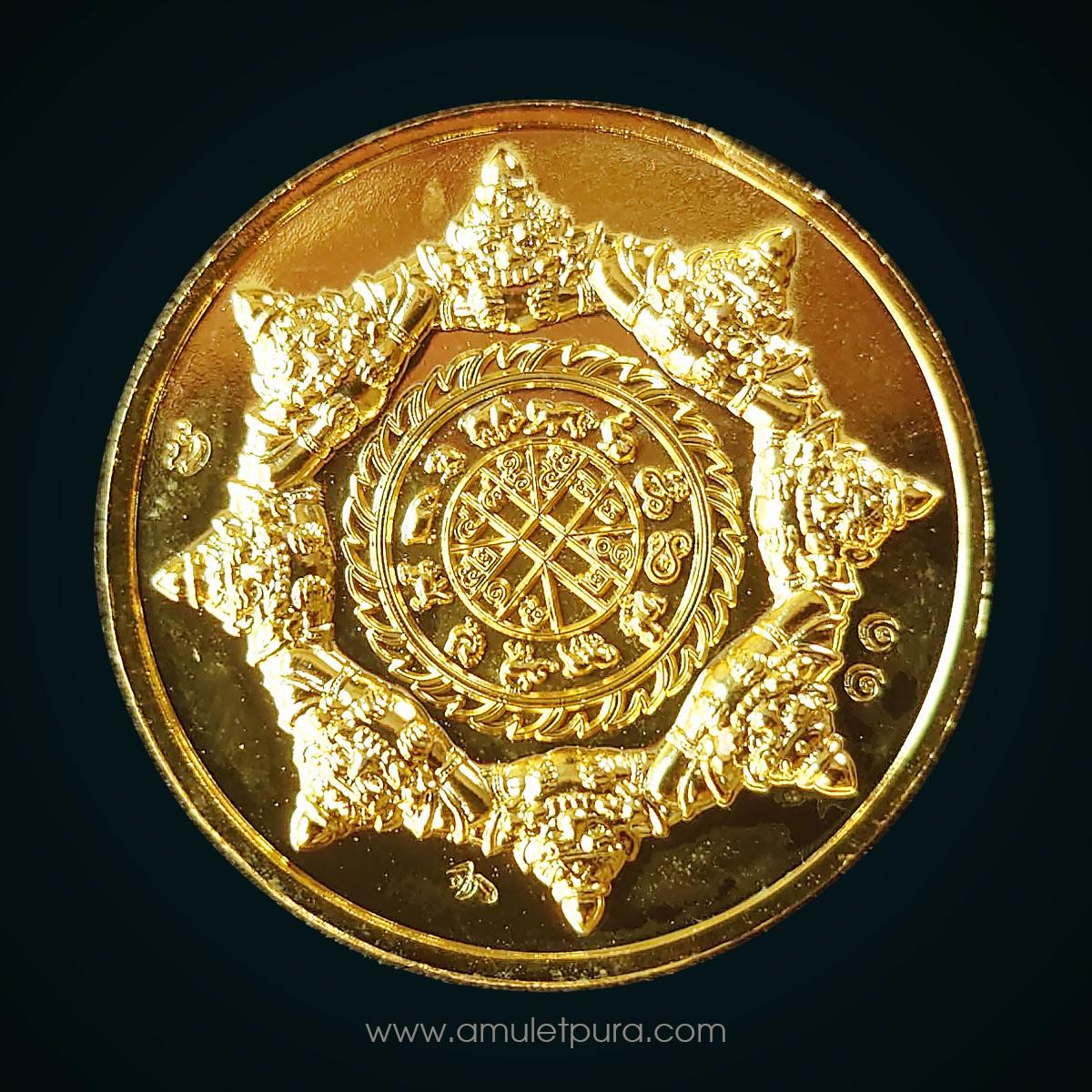 พระปิดตาพังพระกาฬ รุ่นมีกูไม่จน (เนื้อกะไหล่ทองฝังพลอยเขียว) ปี66 หลวงปู่อิ่ม วัดทุ่งนาใหม่ จ.นครศรีธรรมราช (สร้าง 39 เหรียญ 3 โค้ด หมายเลข 11)