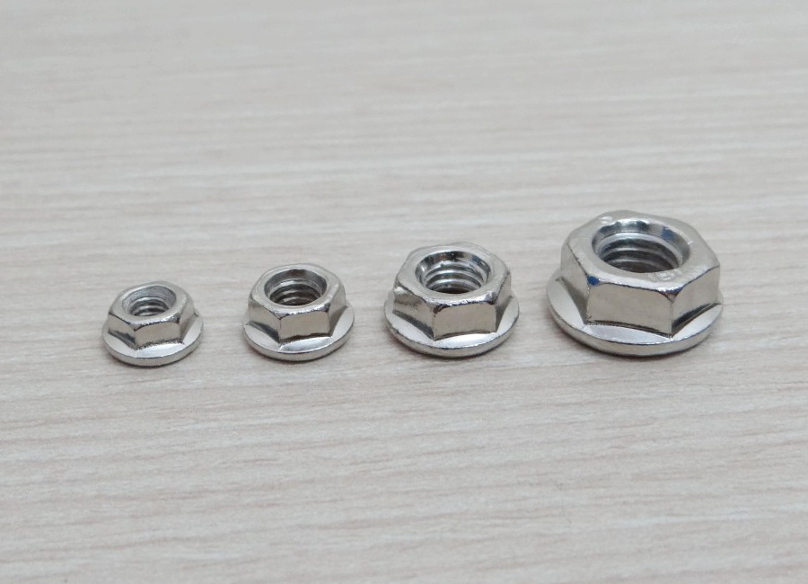 M8 Hex Flange Nut Metal Lock Nuts DIN6923 Nickel Plating (10ตัว/ถุง)