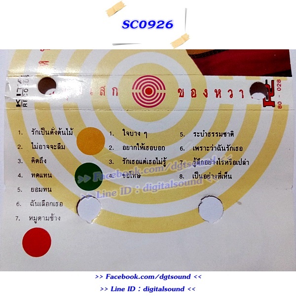 ม้วนเทป หนุ่มเสก เสกสรร ชัยเจริญ อัลบั้ม ของหวาน (อภินันทนาการ)