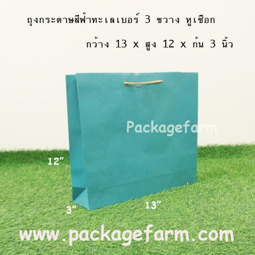 ถุงกระดาษสีเบอร์ 3 ทรงขวาง ขนาด 13" x 12" x 3"