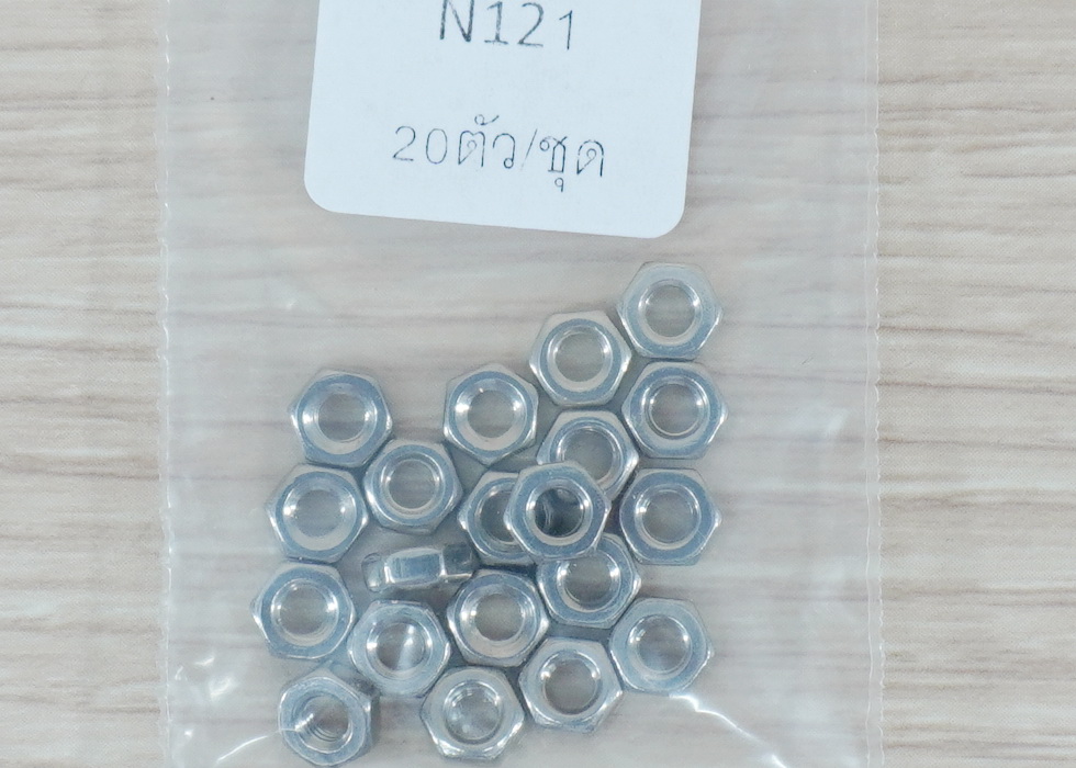 Hex Nuts M3x0.5mm Stainless Steel 304 (20ตัว/ถุง)