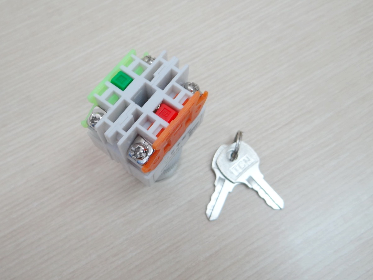 LAY37-11Y2 Rotary Switch + key 2 position 10A Flush 1NO/1NC 22mm (Self-lock)