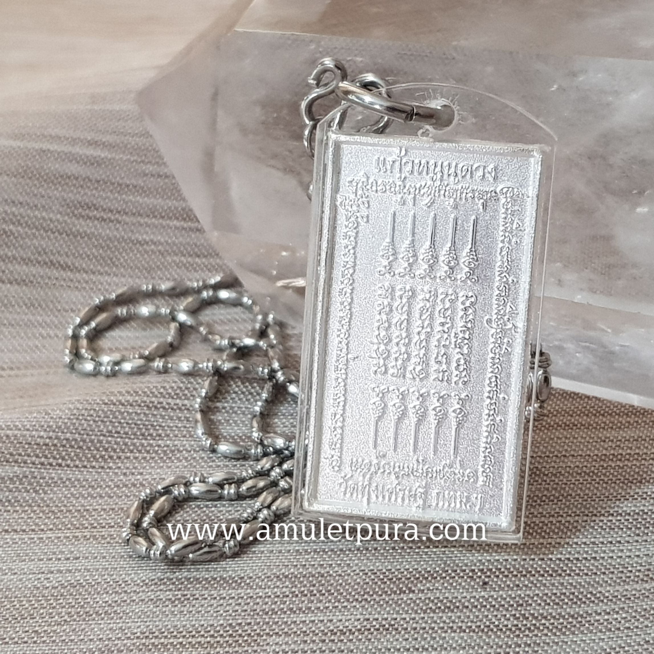 เหรียญแก้วหนุนดวง (กะไหล่เงิน) รุ่นแรก เสาร์5 ปี53 หลวงพ่อเณร วัดทุ่งเศรษฐี(ราม2)กรุงเทพมหานคร(กันน้ำพร้อมสร้อยสแตนเลส)