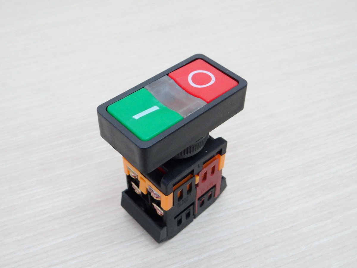 AS-22N Double Pushbuttons Switch With (220V Lamp) 10A/600V Start-stop (กดติด-ปล่อยดับ)