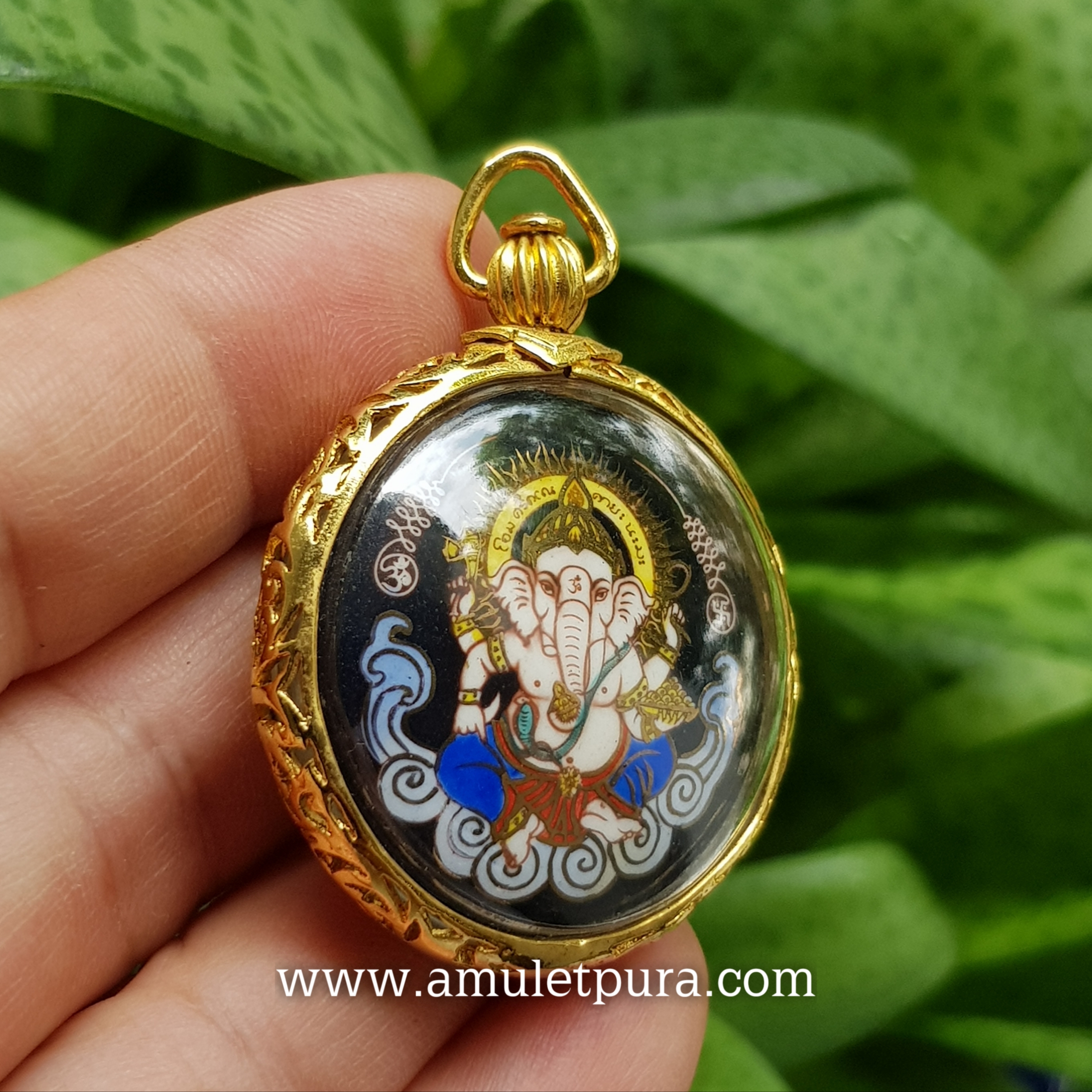 ล็อกเกตพระพิฆเนศ หลังพ่อแก่ รุ่นสมปรารถนา ปี50 วัดบางกุ้ง จ.สุพรรณบุรี(พร้อมกรอบทองไมครอนจากวัด)