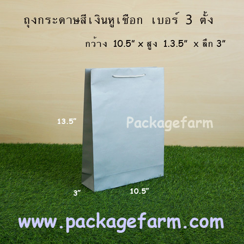 ถุงกระดาษสีเบอร์ 3 ทรงตั้ง ขนาด 10"1/2 x 13"1/2 x 3"