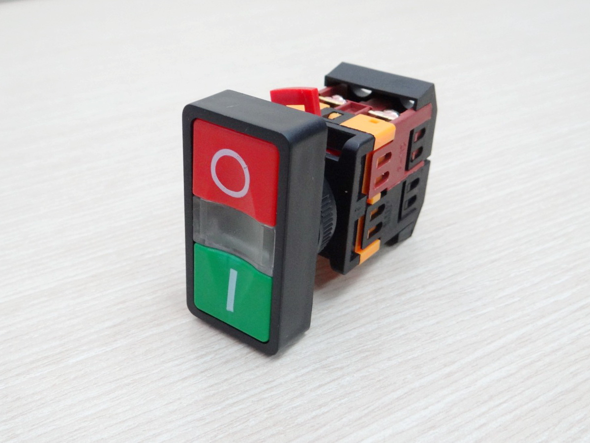 AS-22N Double Pushbuttons Switch With (380V Lamp) 10A/600V Start-stop (กดติด-ปล่อยดับ)