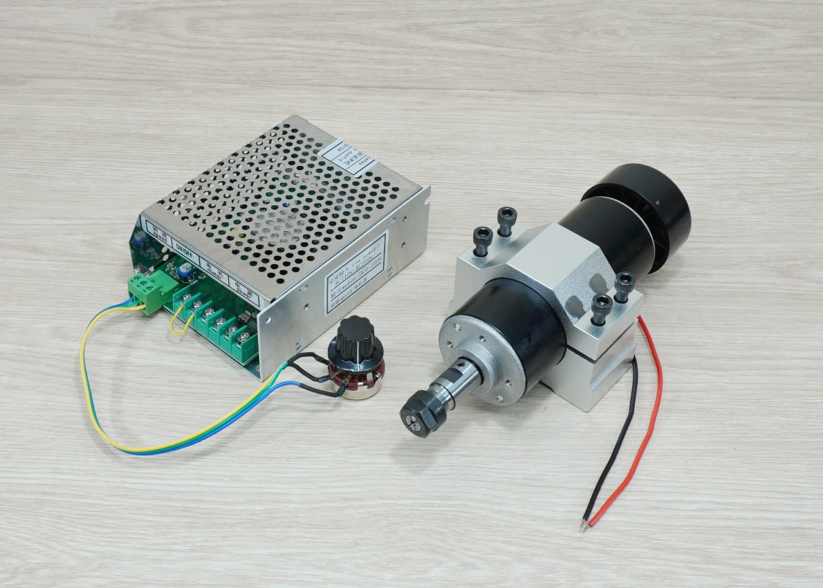 500W Spindle Motor (Max.12000rpm) + ER11 Collet + 52mm Clamp + Power Supply Speed Control