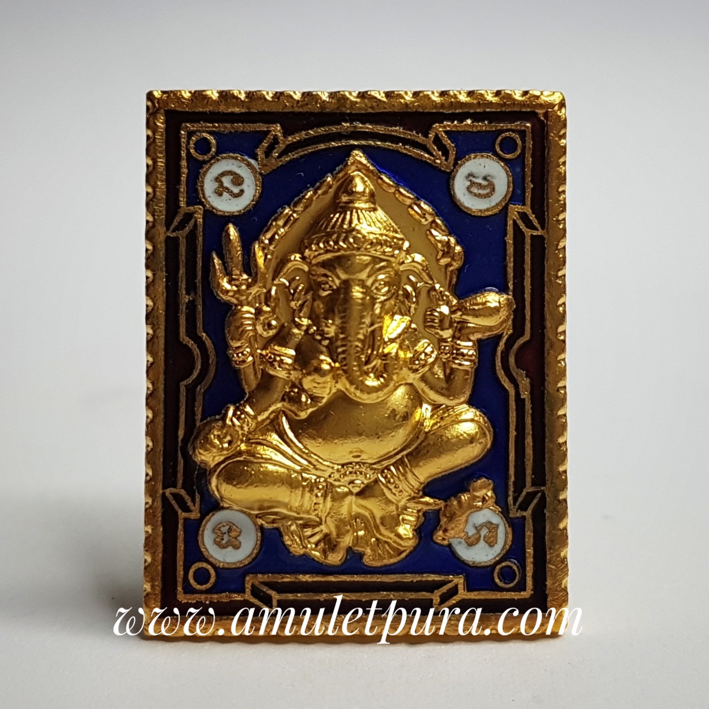 เหรียญแสตมป์ พระพิฆเณศวร์(โลหะกะไหล่ทองลงยา)รุ่นคลังปัญญามหาเศรษฐี ปี51 วัดคอหงษ์ หาดใหญ่ จ.สงขลา(มีโค้ด)