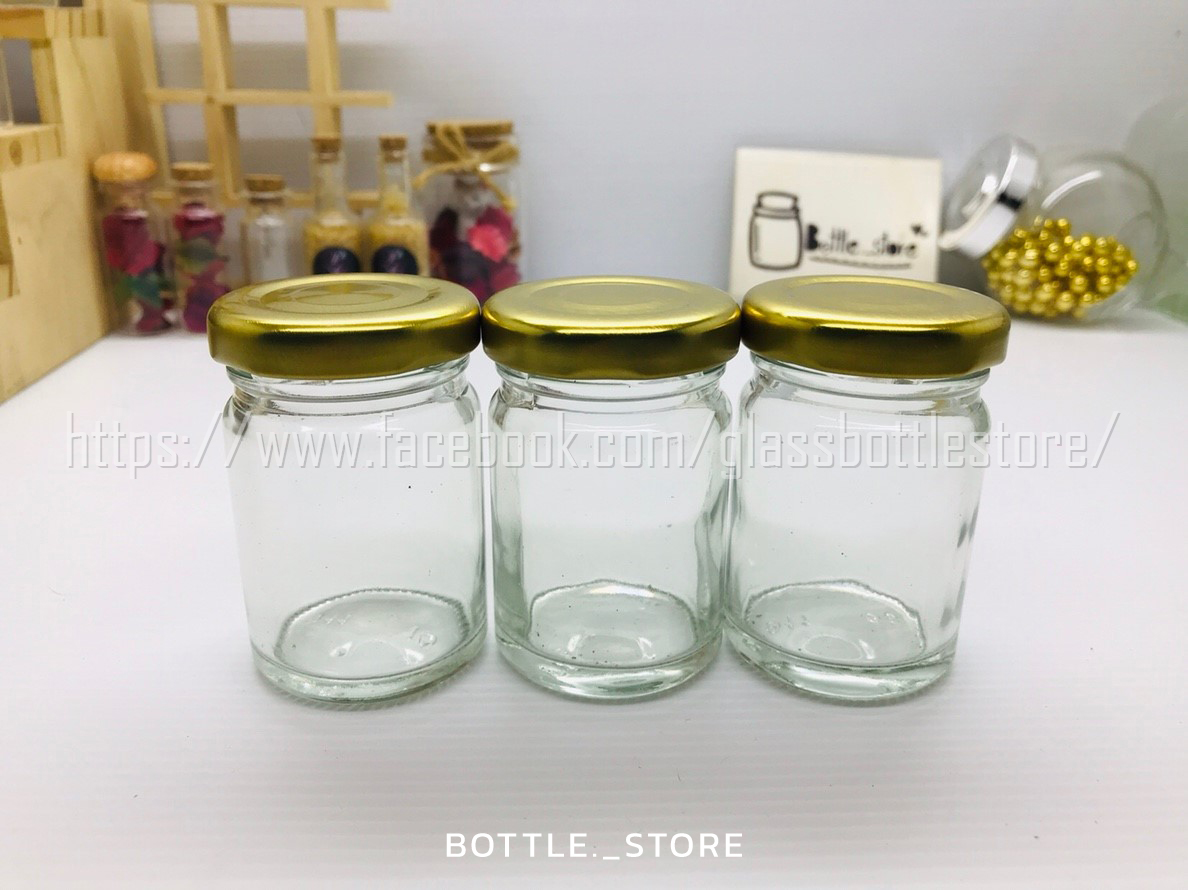 ขวดแก้ว 60ml ฝาเกลียวล็อคสีทอง
