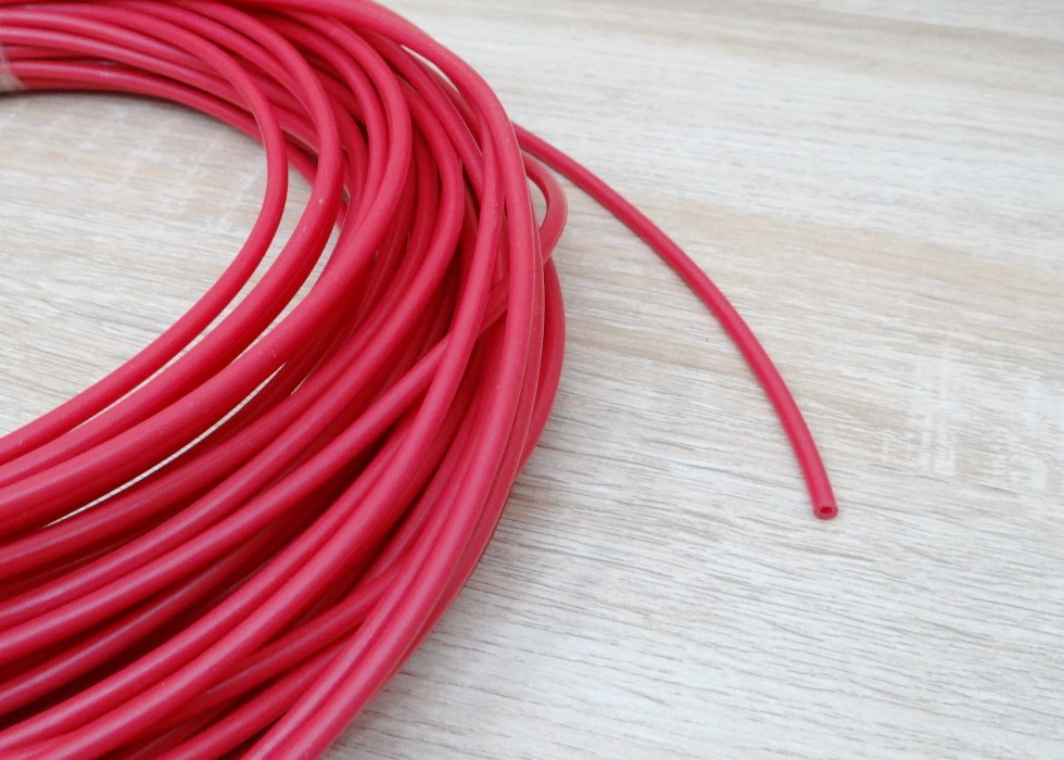 PTFE (สีแดง) Teflon Tubes ID 2mm, OD 4.1mm (ราคา/1เมตร)