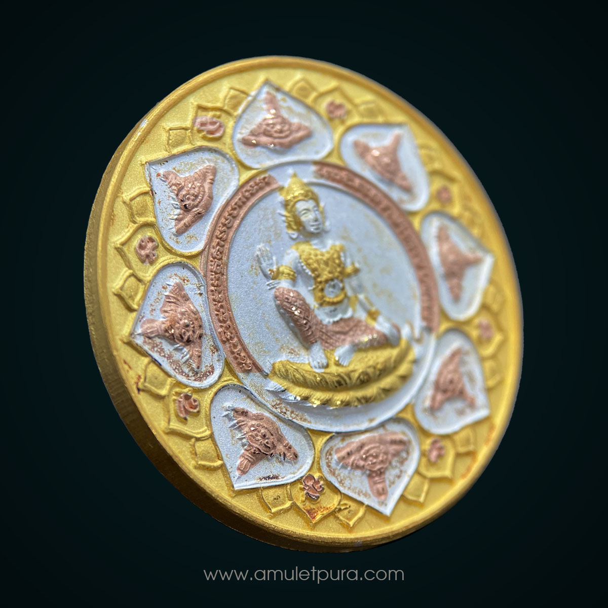 จตุคามรามเทพ หลัง พระปิดตาพังพระกาฬ รุ่นหลักเมืองมหามงคล50 (เนื้อสามกษัตริย์ขนาด 3.2 ซม.) วัดพระมหาธาตุวรมหาวิหาร จ.นครศรีธรรมราช (มีโค้ด)