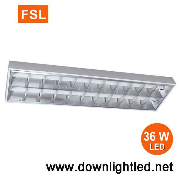 โคมตะแกรงฝังฝ้าทีบาร์ 2x18 36w ยี่ห้อ FSL (แสงส้ม)