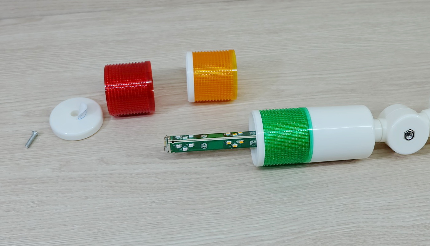 LED 12-24V DC (BEM-X-50-3U-D) Stack Alarm LED Indicator Lamp (Red, Yellow, Green, มีเสียง ไม่กระพริบ)