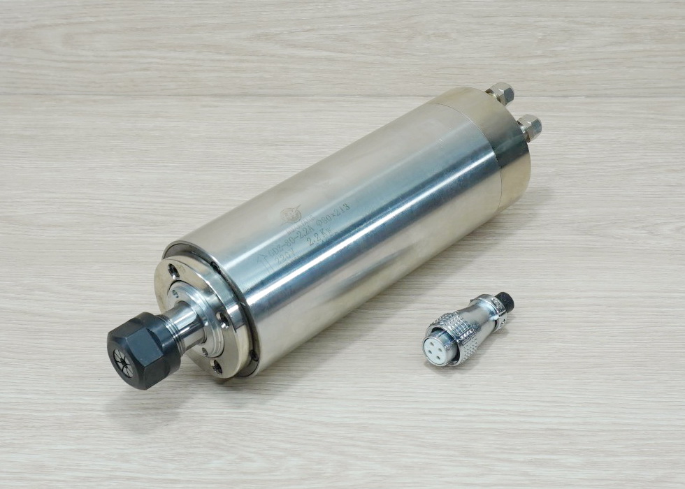 2.2 kw 220V ER20 Water Cooled Spindle Motor (4 Bearing) GDZ-80-2.2A Ø80x213