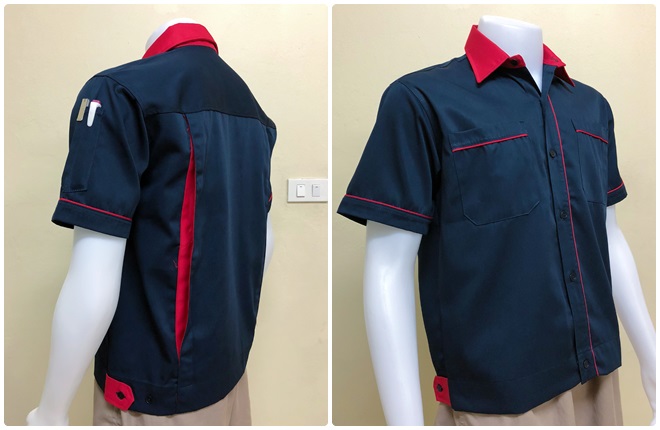 เสื้อช็อปแขนสั้นแบบกรมกุ้นแดง (รหัส A2)