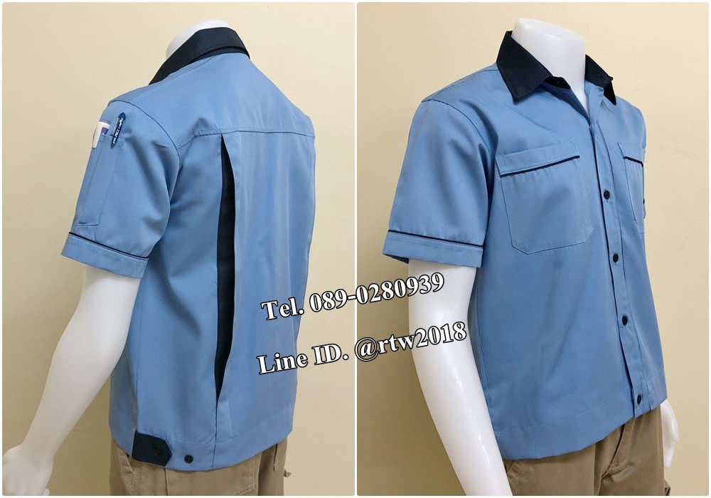 เสื้อช็อปแขนสั้นแบบกรมกุ้นแดง (รหัส A89)