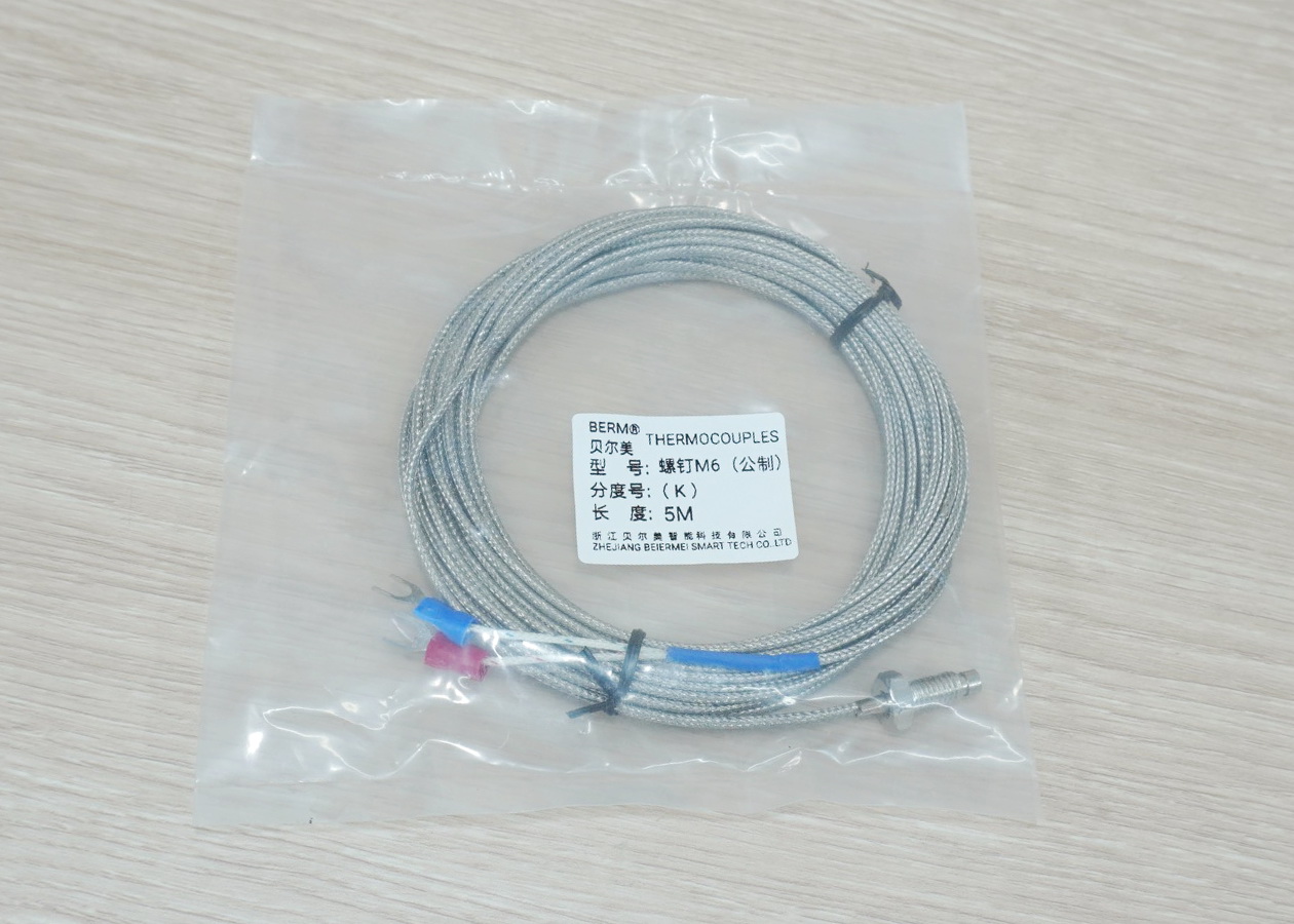 5M Cable หัวเกลียว M6x1.0 K Type Thermocouple 0-400C Sensor Probe