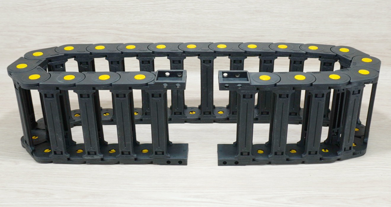 25 X 103 mm Cable Drag Chain R55mm ยาว 1M และ End Connectors (Bridge opening)