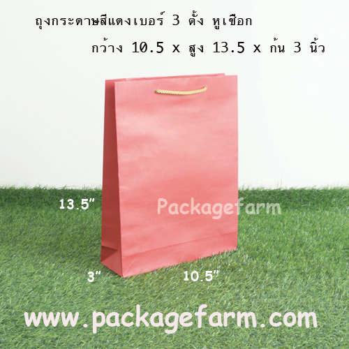 ถุงกระดาษสีเบอร์ 3 ทรงตั้ง ขนาด 10"1/2 x 13"1/2 x 3"