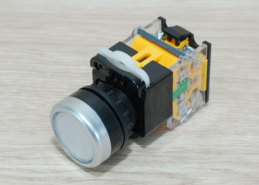 LA38 22mm Flat Head Pushbutton Switch 1NO/1NC Reset (White กดติด-ปล่อยดับ) LA38-11BN