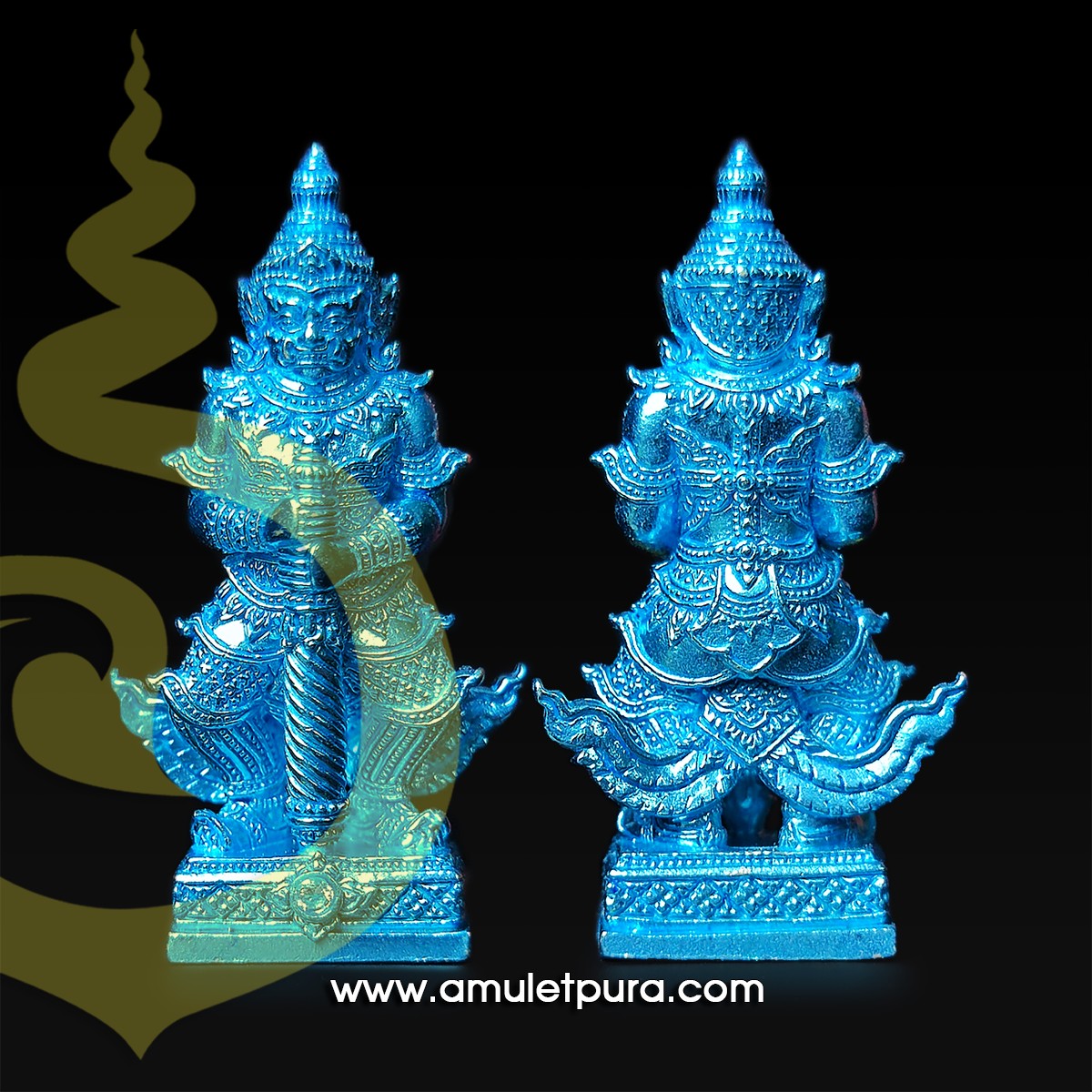 ท้าวเวสสุวรรณ (เนื้อฟ้าเทอร์คอยส์ พิเศษ ฝังตะกรุด แยกชุดกรรมการเล็ก) รุ่นยกฐานะ ทองนำโชค ปี64 หลวงพ่อทอง วัดบ้านไร่ จ.นครราชสีมา (มีโค้ด หมายเลข55)