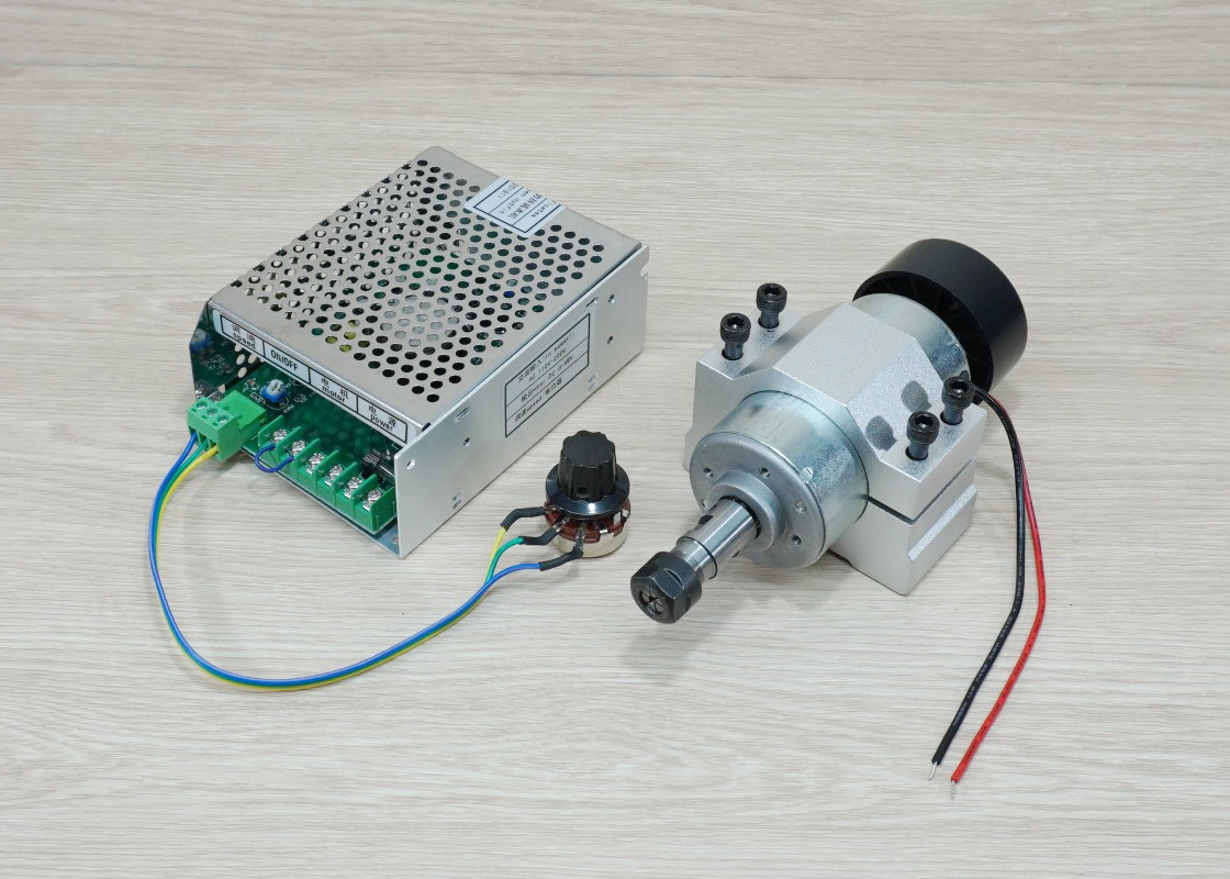 300W Spindle Motor (Max.12000rpm) + ER11 Collet + 52mm Clamp + Power Supply Speed Control