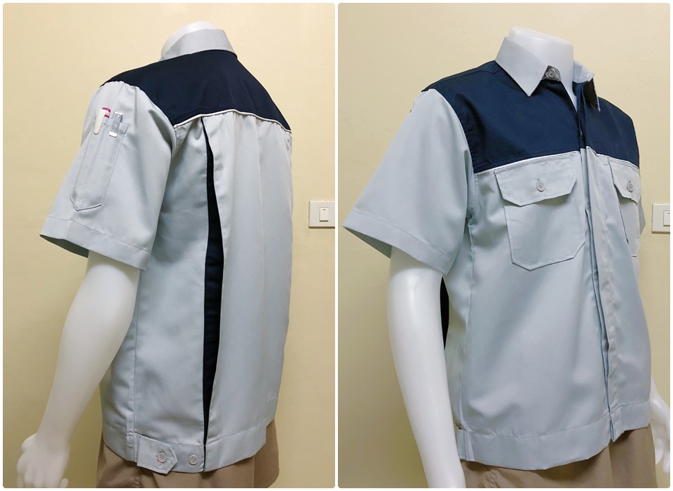 เสื้อช็อปแขนสั้นแบบเทาอกกรมกุ้นขาว (รหัส A28)